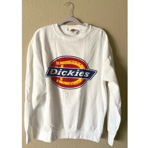 Dickies Horseshoe Logo Crew Neck Sweatshirt Size Large NWOT White